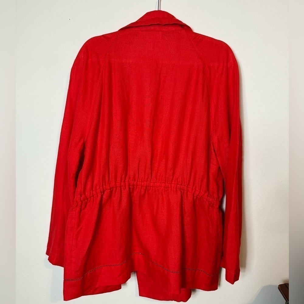 Escada Sport 100% Linen Red Jacket Coat Size EU 42 Large - Picture 5 of 16
